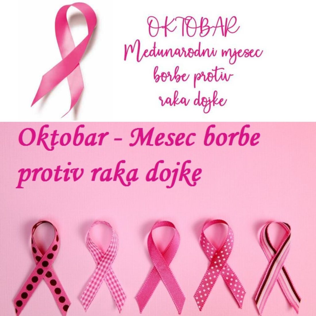 Oktobar — mesec borbe protiv raka dojke, ružičaste vrpce